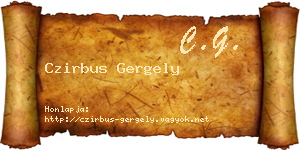 Czirbus Gergely névjegykártya